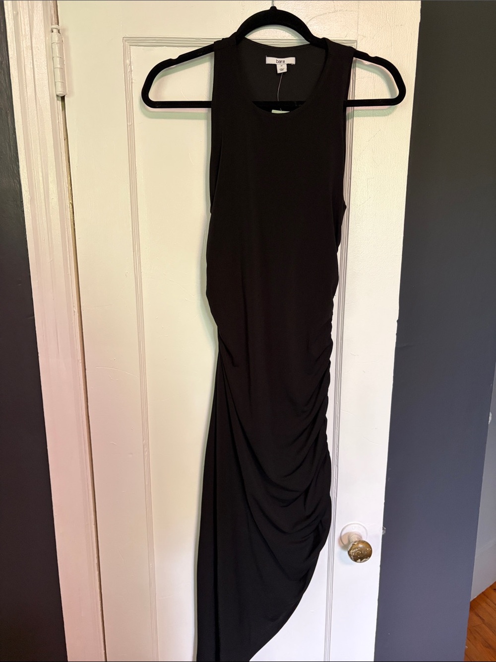 Bar III Black Asymmetrical Sleeveless Ruched Dress🖤🖤🖤 New with Tags
